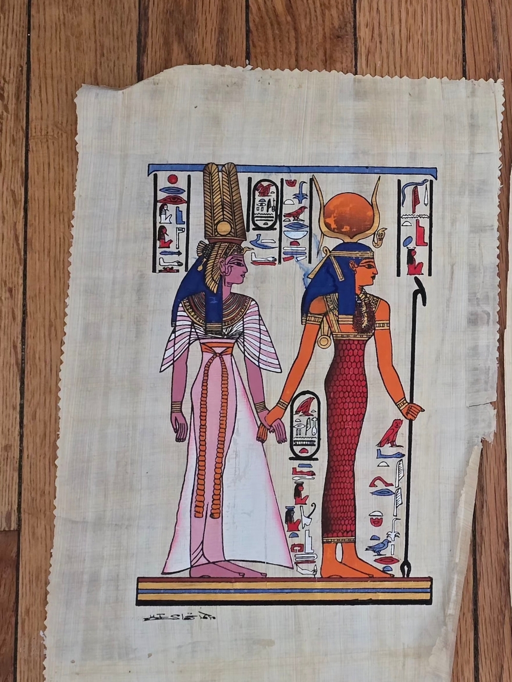 Egyptian papyrus art hand-painted